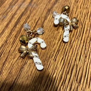 Gold and White Candy Cane Earrings